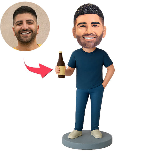 Man Holding Beer Bottle Custom Bobbleheads
