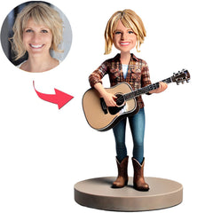 Cowboy Girl Playing Guitar Custom Bobbleheads