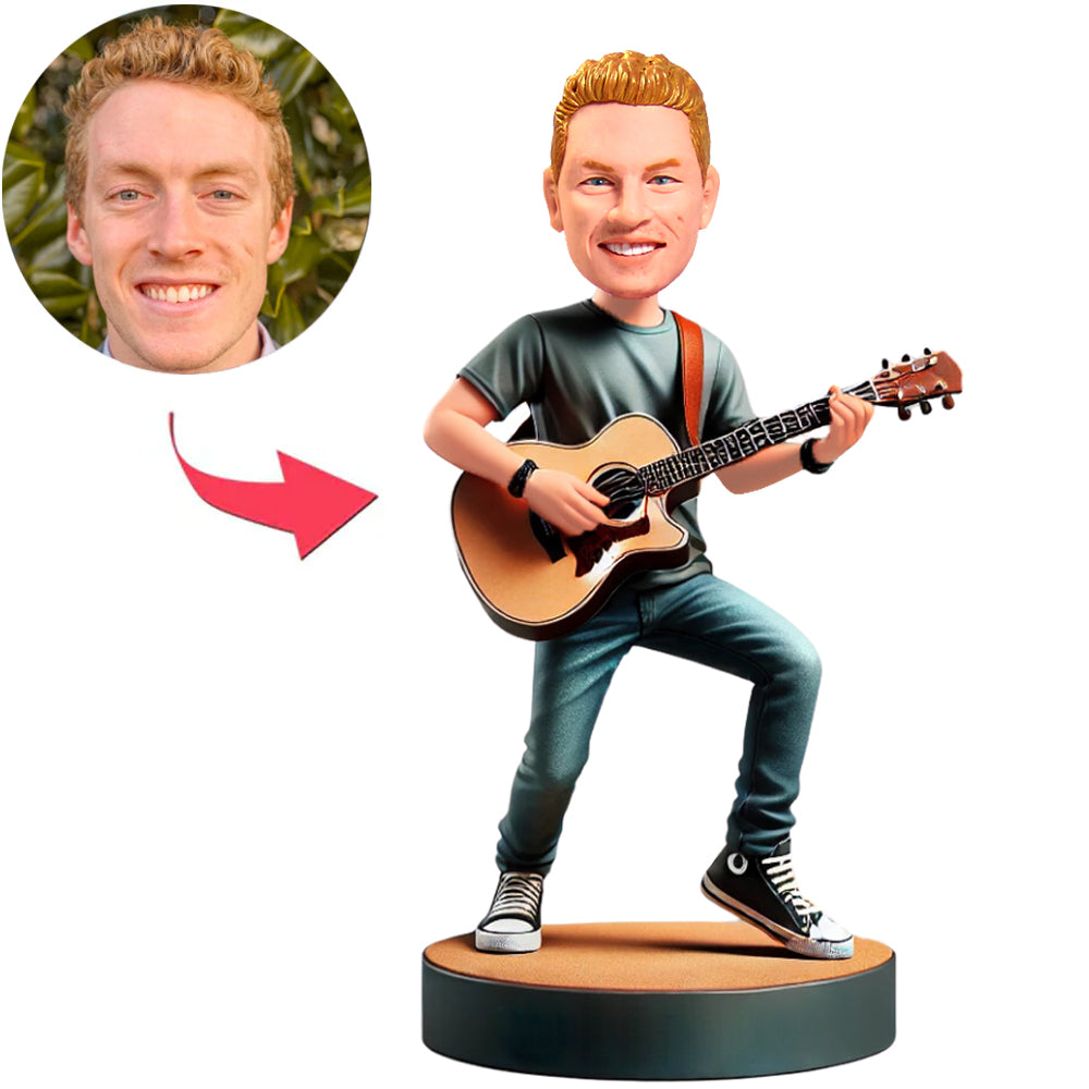 Cool Boy Playing Guitar Custom Bobbleheads