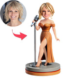 Female Singer Wearing Orange Dress Custom Bobbleheads