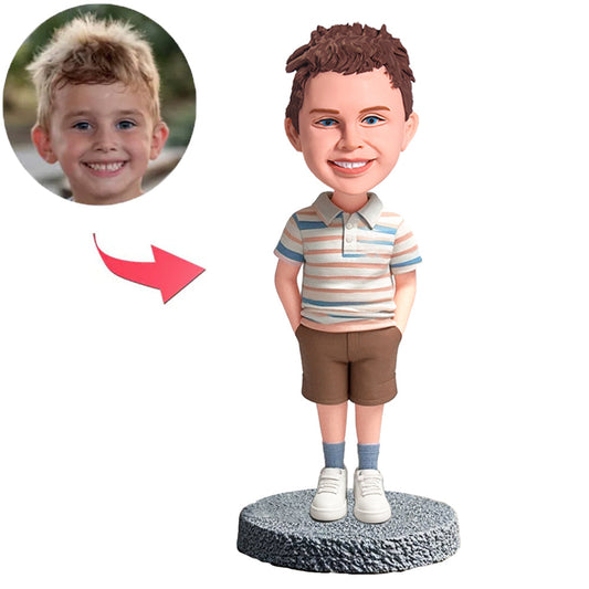 Boy in Striped Shirt Custom Bobbleheads