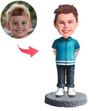 Boy in Blue Short Sleeve Shirt Custom Bobbleheads