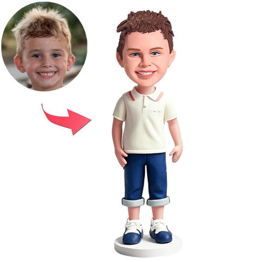 Boy in White Shirt Custom Bobbleheads