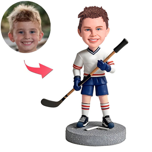 Little Boy Holding Hockey Stick Custom Bobbleheads