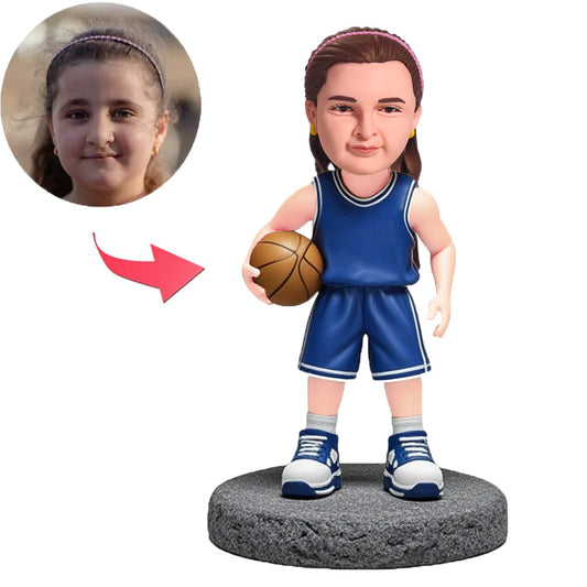 Little Girl Playing Basketball Custom Bobbleheads