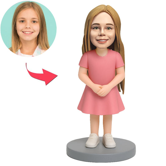 Girl in Pink Dress Custom Bobbleheads