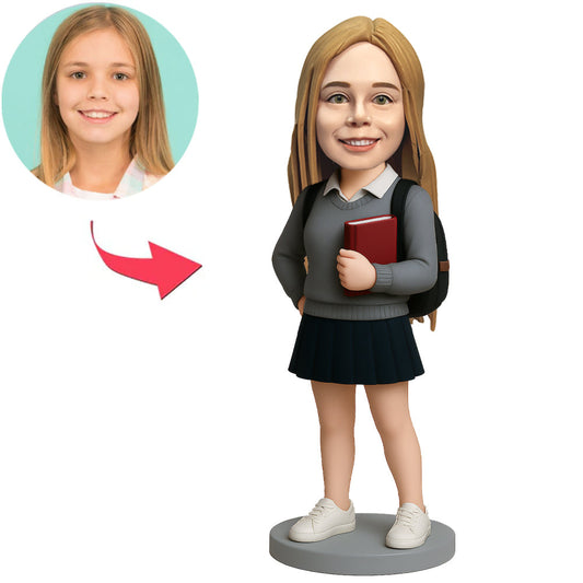 Female Student Holding a Book Custom Bobbleheads