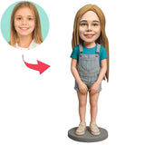 Girl Wearing Overalls Custom Bobbleheads