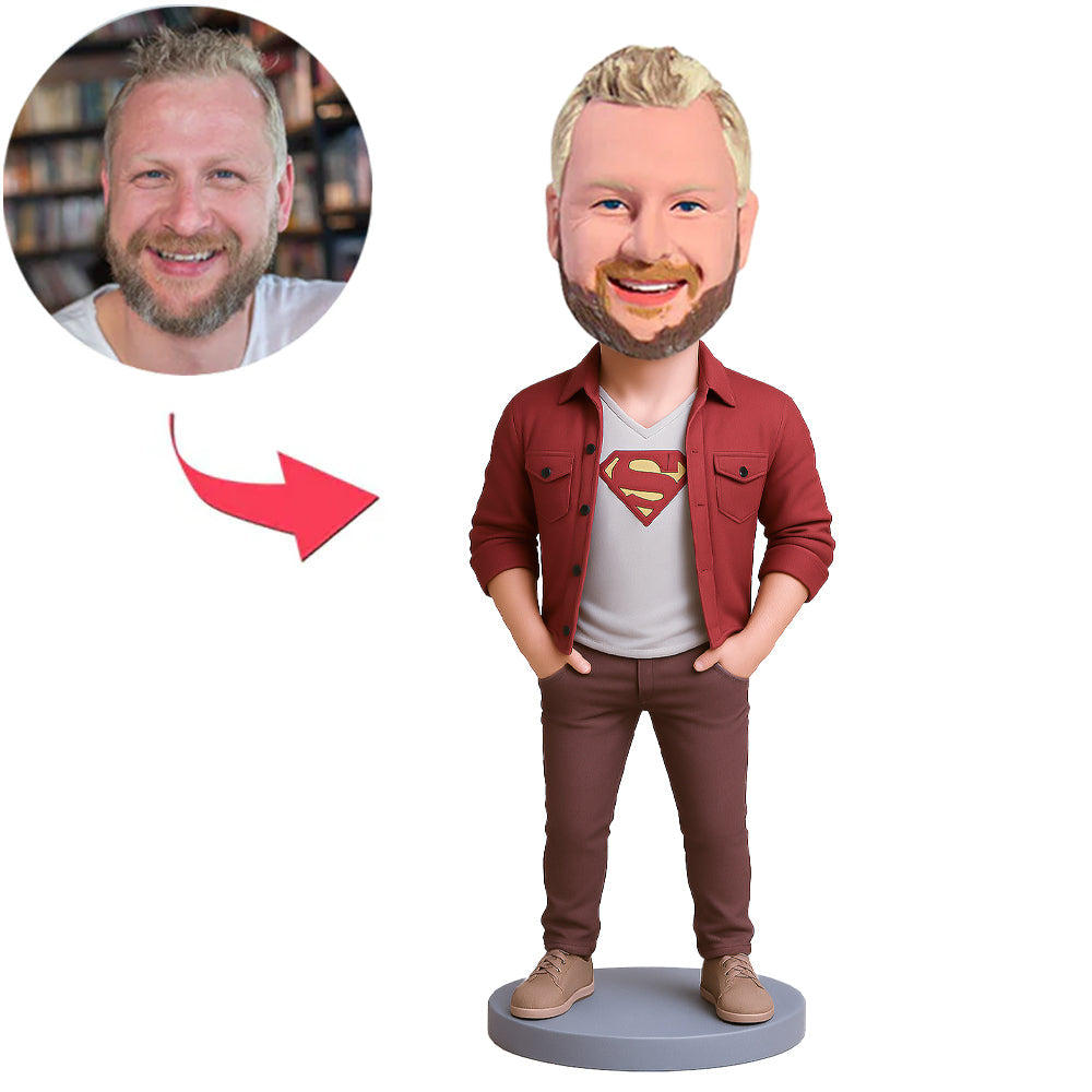 Superman in Red Jacket Custom Bobbleheads