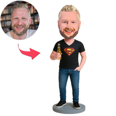 Superhero Holding Beer Custom Bobbleheads