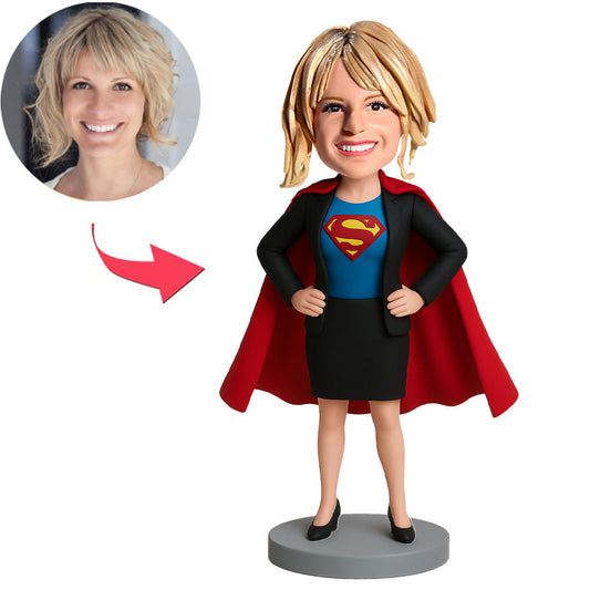 Super Businesswoman Wearing Cape Custom Bobbleheads