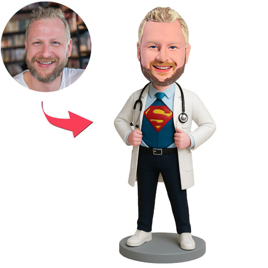 Super Doctor with Stethoscope Custom Bobbleheads