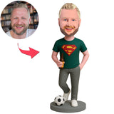 Superman Drinking Beer and Playing Football Custom Bobbleheads