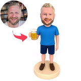 Man in Shorts Holding Beer Mug Custom Bobbleheads