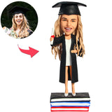 Happy Graduation Beautiful Girl With Diploma Custom Bobbleheads Add Text
