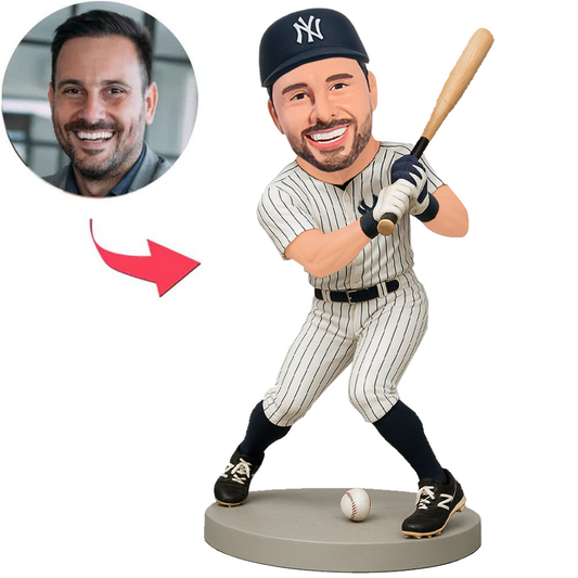 NY Baseball Player Playing Baseball Custom Bobbleheads