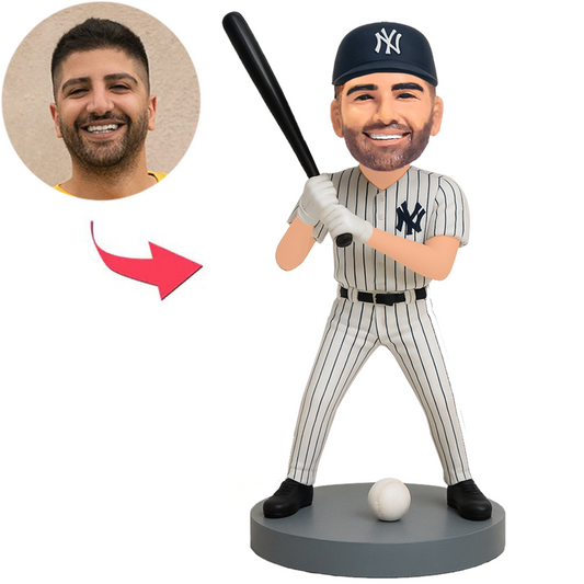 New York Yankees Baseball Fan Holding Bat Custom Bobbleheads