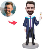 Blue Graduation Gown Man Custom Bobbleheads Add Text