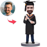 Custom Graduation Man Bobbleheads With Engraved Text With Graduation Hat