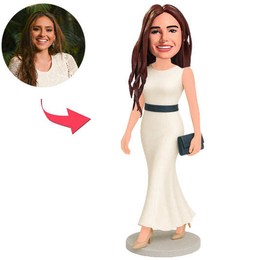 Woman in White Dress Custom Bobbleheads