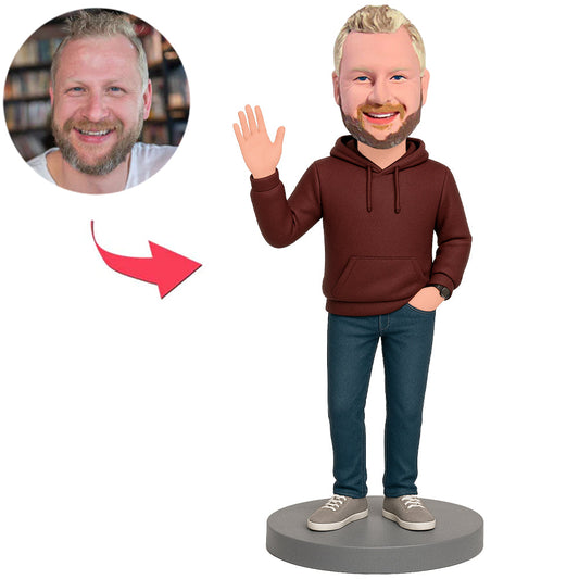 Man Wearing Crimson Hoodie Custom Bobbleheads
