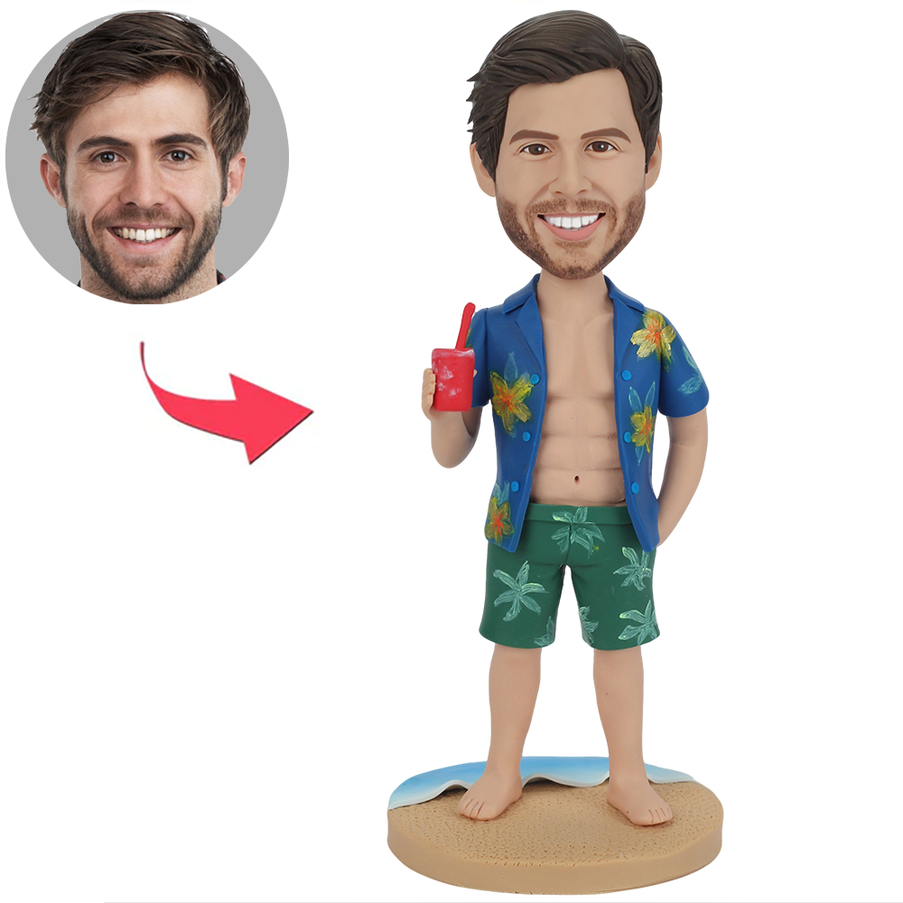 Hawaiian Man Holding Juice Custom Bobbleheads