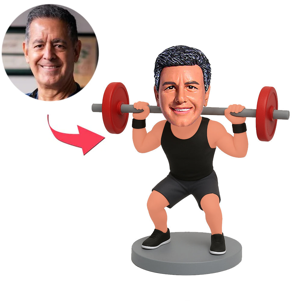 Gym Men Lifting Barbells Custom Bobbleheads