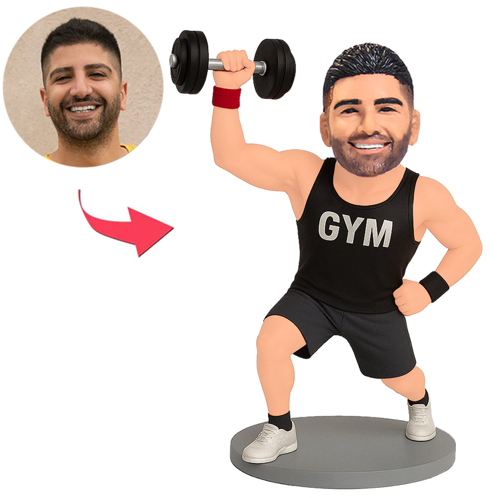Gym Man Lifting Dumbbel Custom Bobbleheads