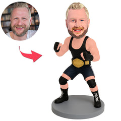 Wrestler with Gold Belt Custom Bobbleheads