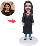 Graduation Girl Wearing Slippers Custom Bobbleheads Add Text