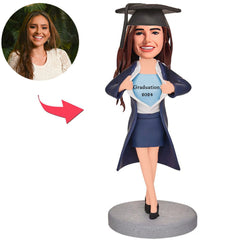 Graduation Girl Custom Bobbleheads with Graduation Hat