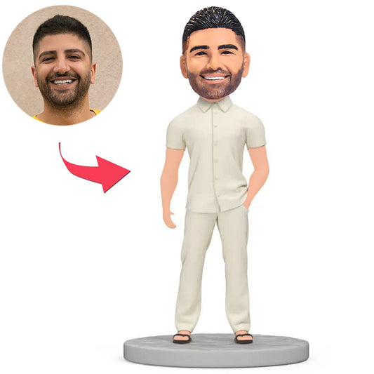Boss in White Casual Clothes Custom Bobbleheads