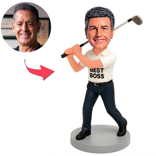 Best Boss Golfer in White Shirt Custom Bobbleheads