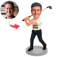 Best Boss Golfer in White Shirt Custom Bobbleheads