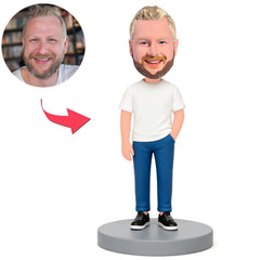Man in White Shirt And Blue Pants Custom Bobbleheads