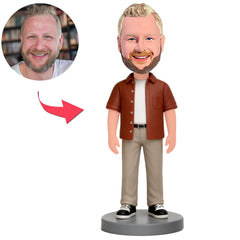 Man Wearing Red Jacket And Beige Pants Custom Bobbleheads