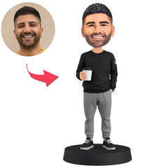 Cool Man Holding Coffee Custom Bobbleheads