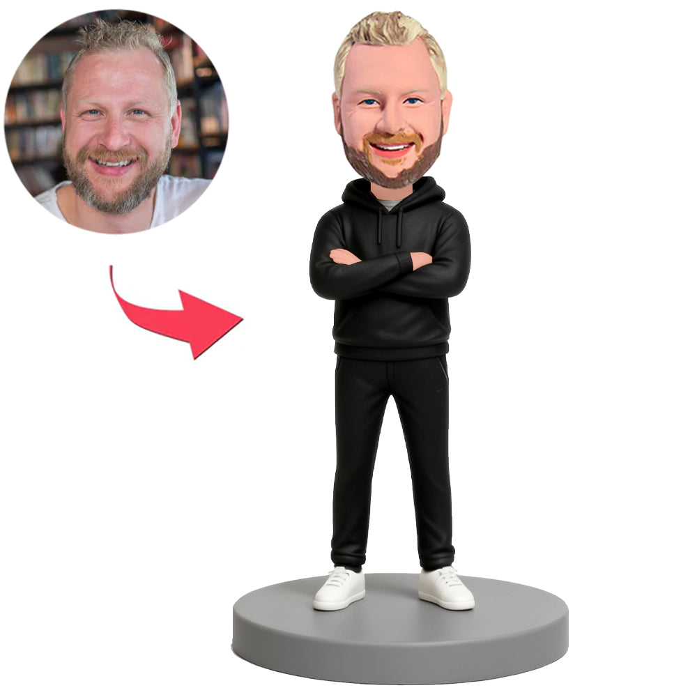 Fashion Man Wearing Black Suit Custom Bobbleheads