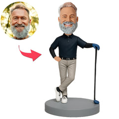 Golfer in Blue Short-Sleeved Shirt Custom Bobbleheads