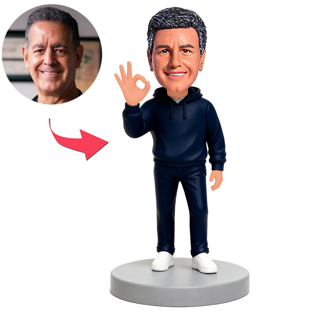 Man Make an OK Gesture Custom Bobbleheads