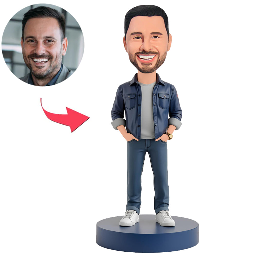 Blue Coat Fashion Man Custom Bobbleheads