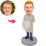 Chef Holding Dough Custom Bobbleheads Add Text