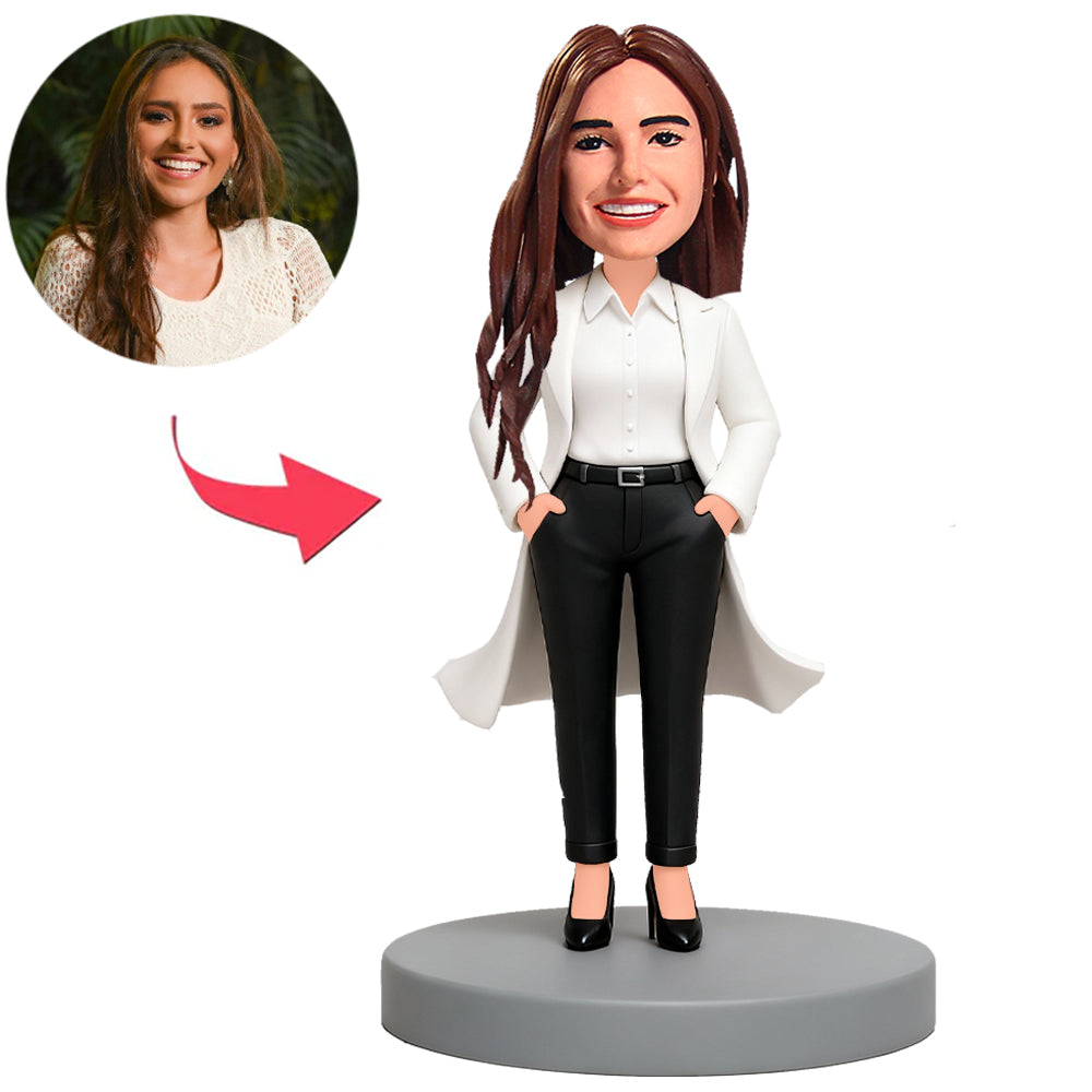 Woman in White Coat Custom Bobbleheads