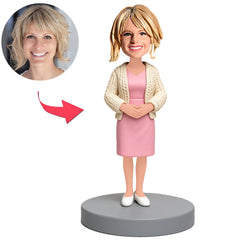Female in Pink Dress Custom Bobbleheads