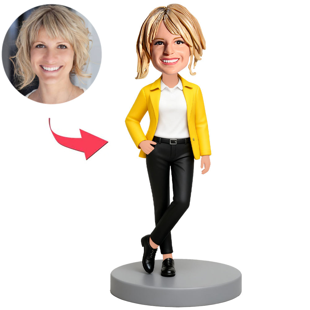 Girl in The Yellow Jacket Custom Bobbleheads