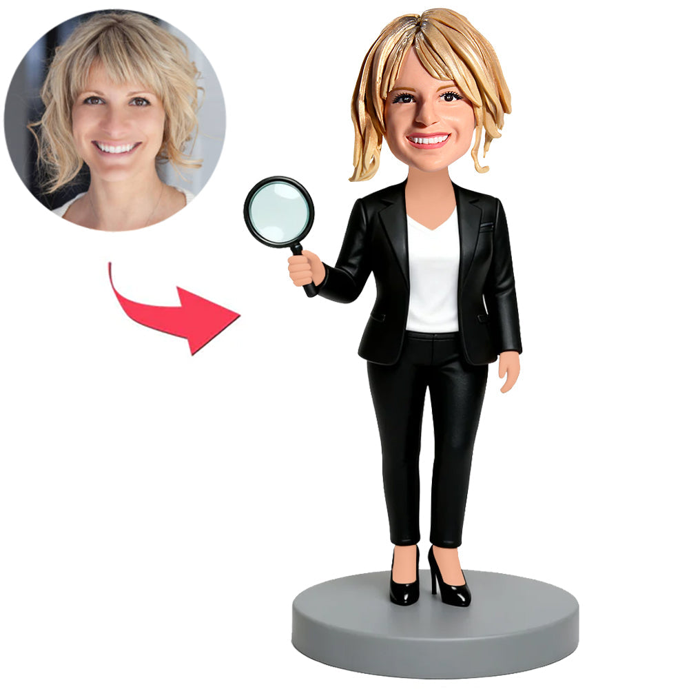 Woman with The Magnifying Glass Custom Bobbleheads
