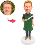 Chef Holding Knife Custom Bobbleheads Add Text