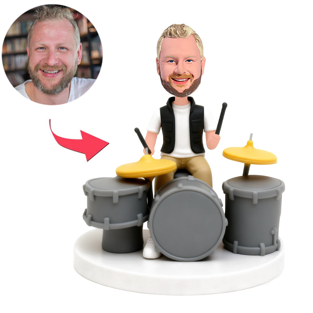 Male Drummer Playing The Drum Kit Custom Bobbleheads