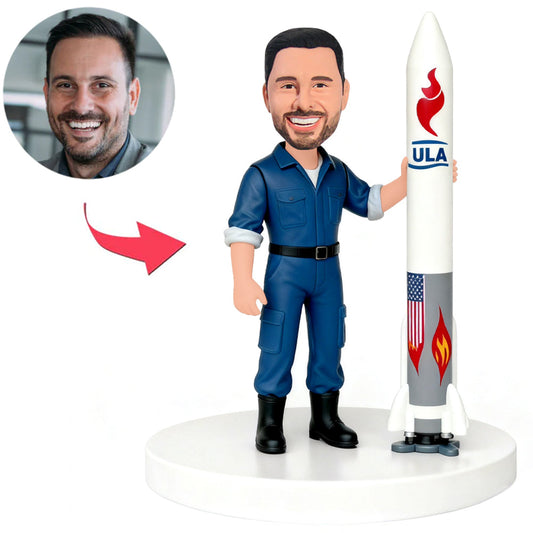 Rocket Engineer Holding The Rocket Custom Bobbleheads