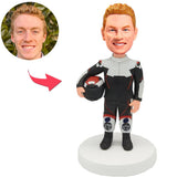 Racing Driver in Racing Uniform Custom Bobbleheads Add Text